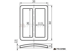 Пряжка пятистенка 36х11,5, Zn (цинк), 20 шт.