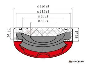 Опора резиновая на домкрат подкатной ø111 h28