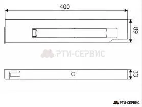 Замок борта алюминиевый 400 мм (правый) с заглушкой (ручка нержавейка)